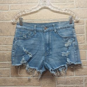 Shein denim distressed jean shorts size Medium 6 NWOT!